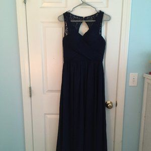 Navy Blue Floor Length Formal Dress